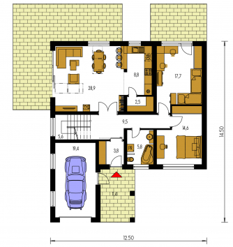 Plan de sol du rez-de-chaussée - BUNGALOW 128